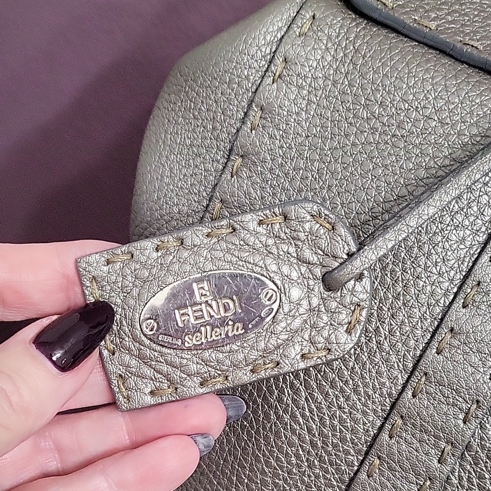 Fendi Selleria Silver/Grey Leather Bag - Picture 2 of 15